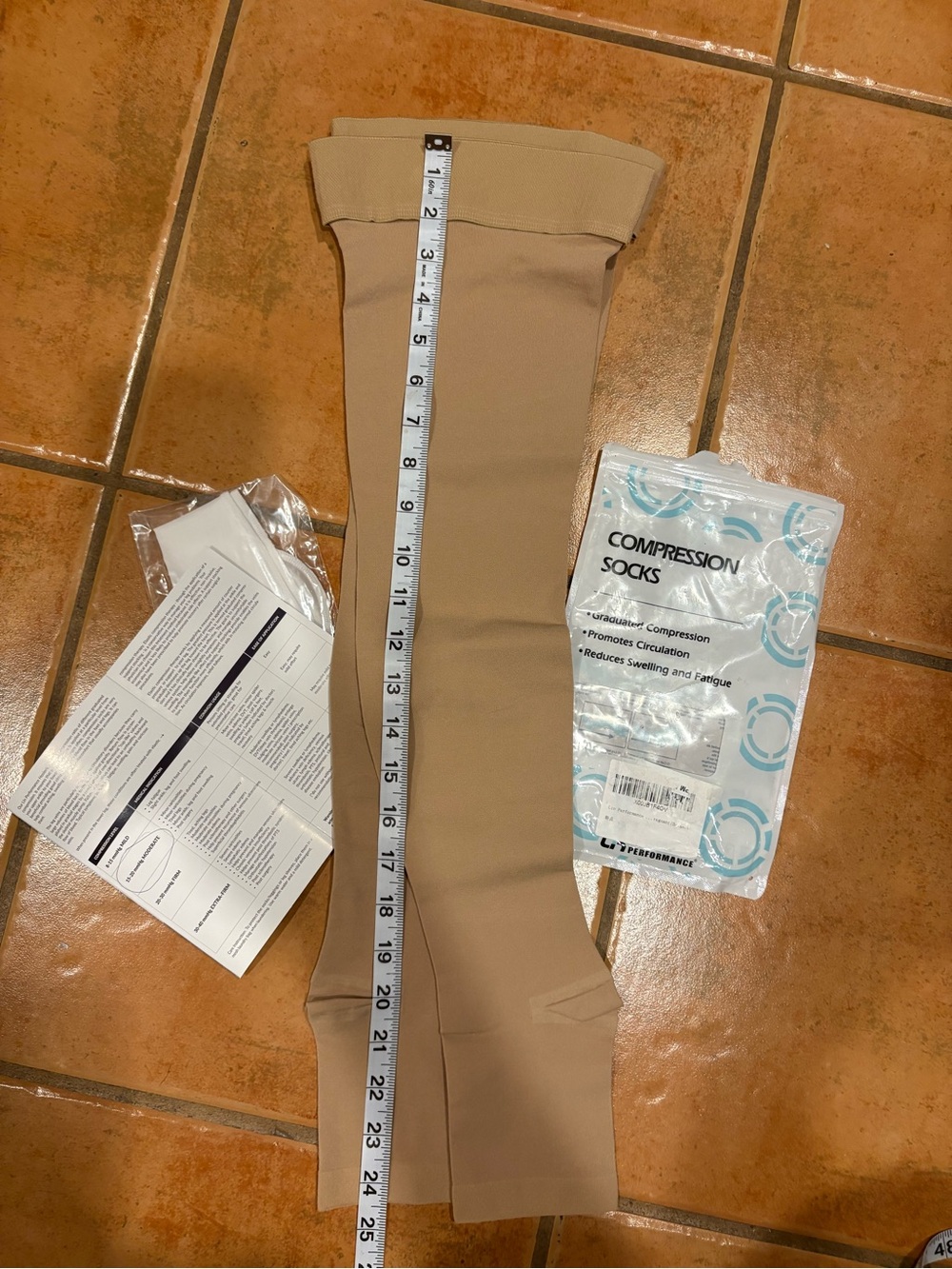 Beige Compression Socks:stocking-